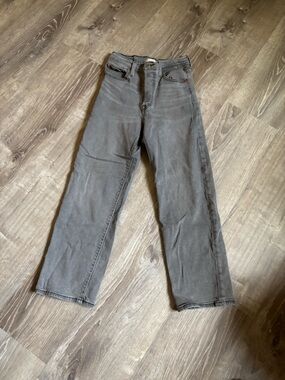 Levis Gray Ribcage Straight Jeans